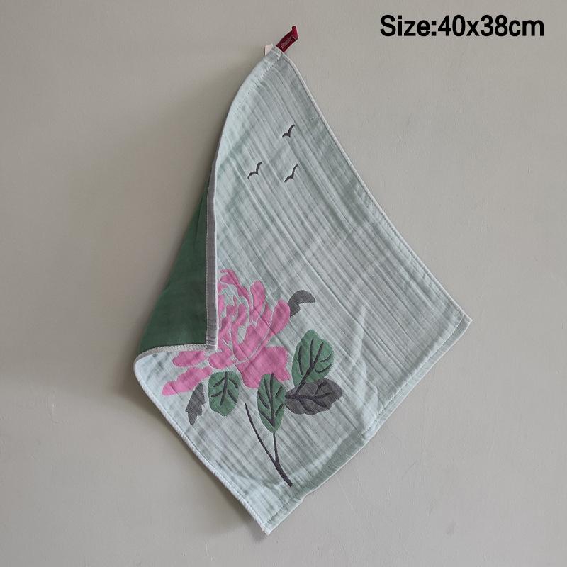 4 Layer 38X40Cm Cotton Yarn Decorative Pure Cotton Dish Cloth Quick Dry Tea Towel Retro Floral Hand Towel Home Restaurant
