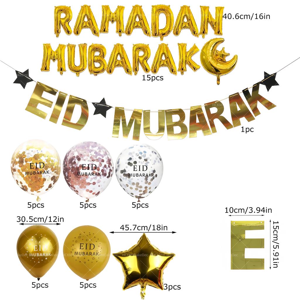 10ks/11ks/15ks/38ks/42ks Eid Mubarak Balónek Ramadanová Dekorace Pro Domov Pomoc Al-fitr Mubarak Kareem Párty Potřeby