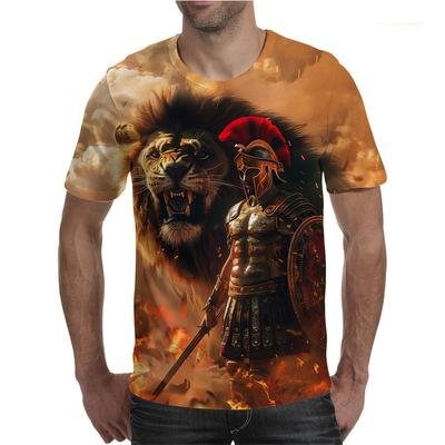 Högkvalitativ 100% bomull Romersk gladiator Grafisk T-shirt Sommar Tryckt Soldat Spartan T-shirt Herr Casual Unisex Barn Toppar