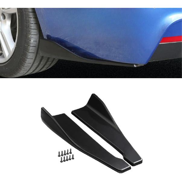 Pair of Car Rear Bumper Lip Diffuser Splitter, Universal Side Skirt Spoiler,Wrap Angle Protector,Bumper Lip Body Kit (Black)