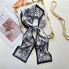 Double-sided double- scarf Chinese petal silk scarf long strip narrow necktie versatile scarf women's hair tie