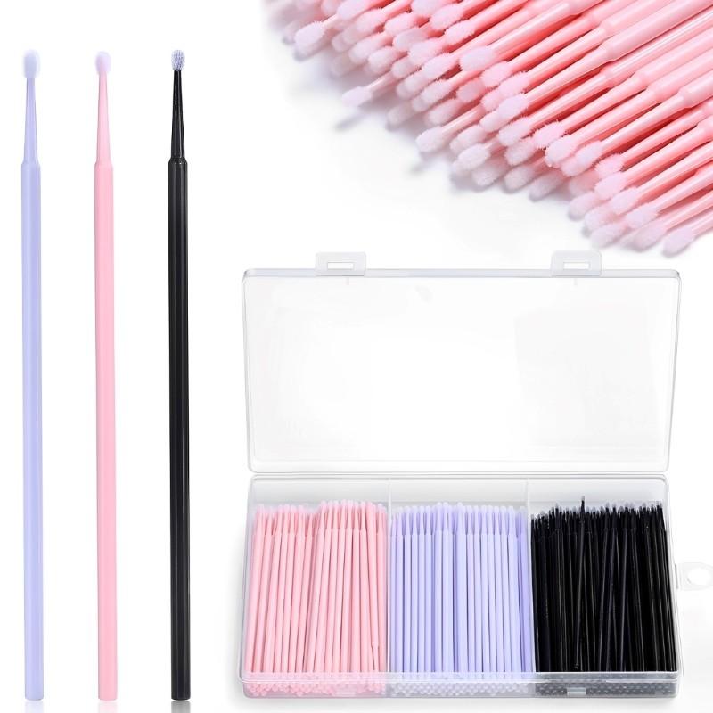 300pcs/box Disposable Eyelash Brushes Mini Soft Mascara Wands Cosmetic Cotton Swabs Eyelashes Cleaning Tools Makeup Applicators