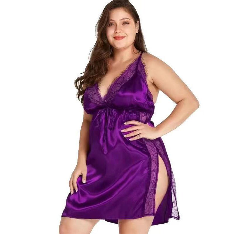 Lingerie Sexy grande taille robe de nuit vêtements de nuit femmes fronde vêtements de nuit sexe dentelle sous-vêtements tentation chemise de nuit pour grosses filles
