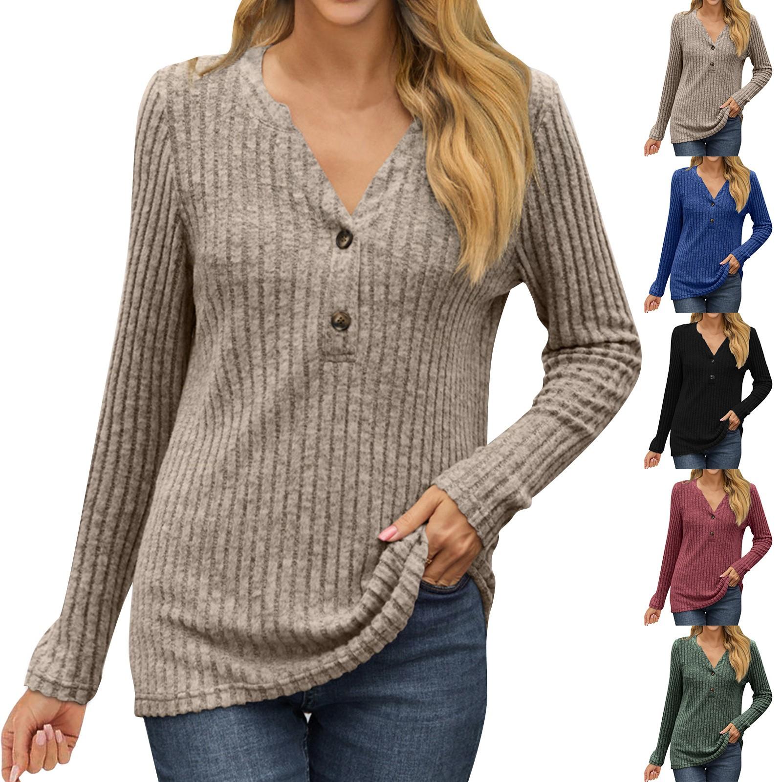 

Женский повседневный модный трикотажный пуловер с V-образным вырезом и длинными рукавами L чёрный