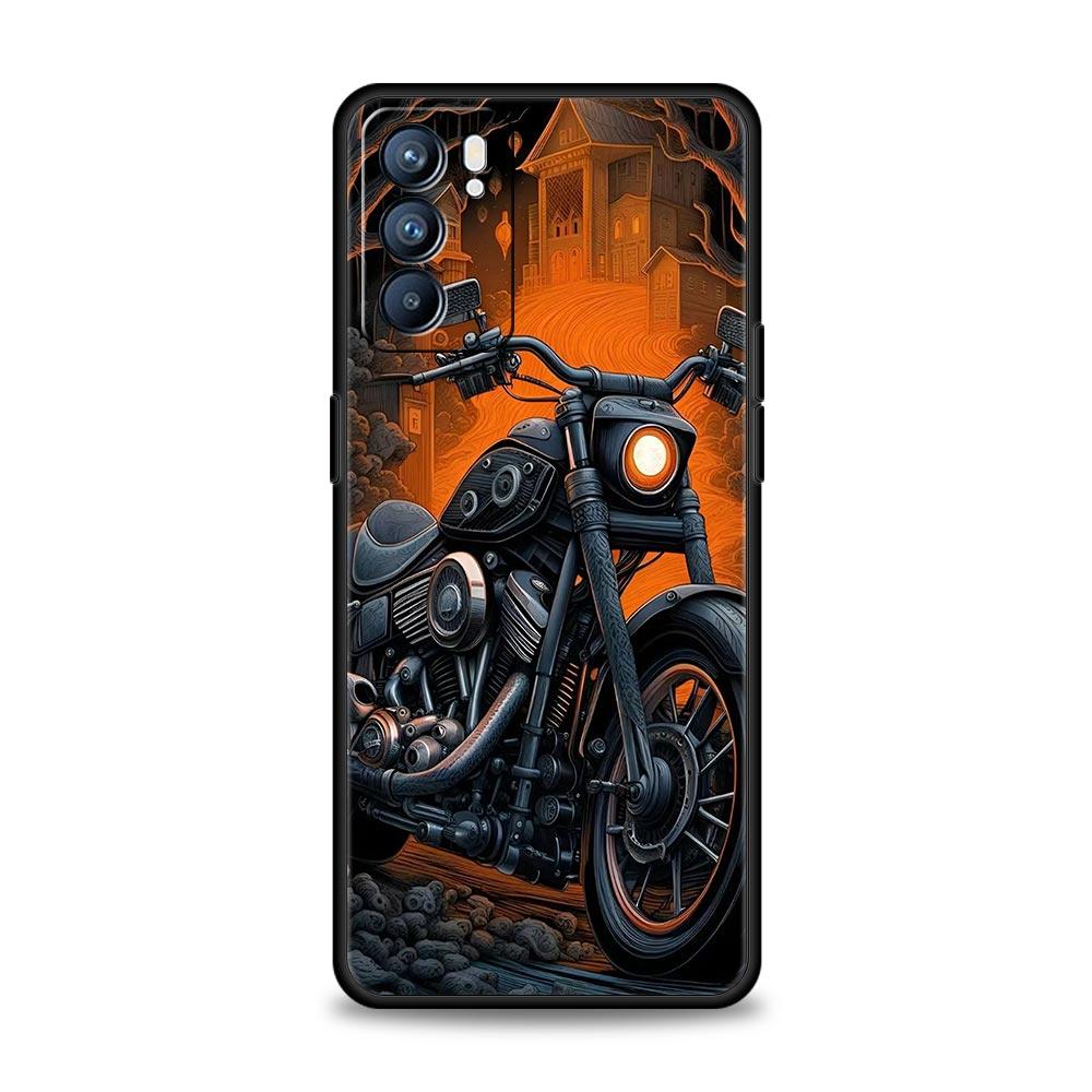 Colors Vintage Motorcycle Painted Phone Case For Oppo A17 A31 A54 A57 A78 A79 A98 Find X5 X6 Reno 7 8 10 11 12 13 F Pro Soft TPU