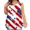 Women's Fashion Casual Large Size V-Neck Sleeveless Vest Printed T-Shirt Top