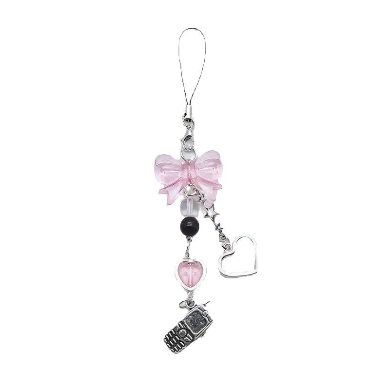 

Cartoon Beaded Phone Chain Bag Charm One Size серебряный