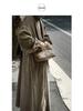 In-Stock Khaki Corduroy Puff Sleeve Dress for Autumn/Winter - Loose Fit, Long Sleeve, Literary Style