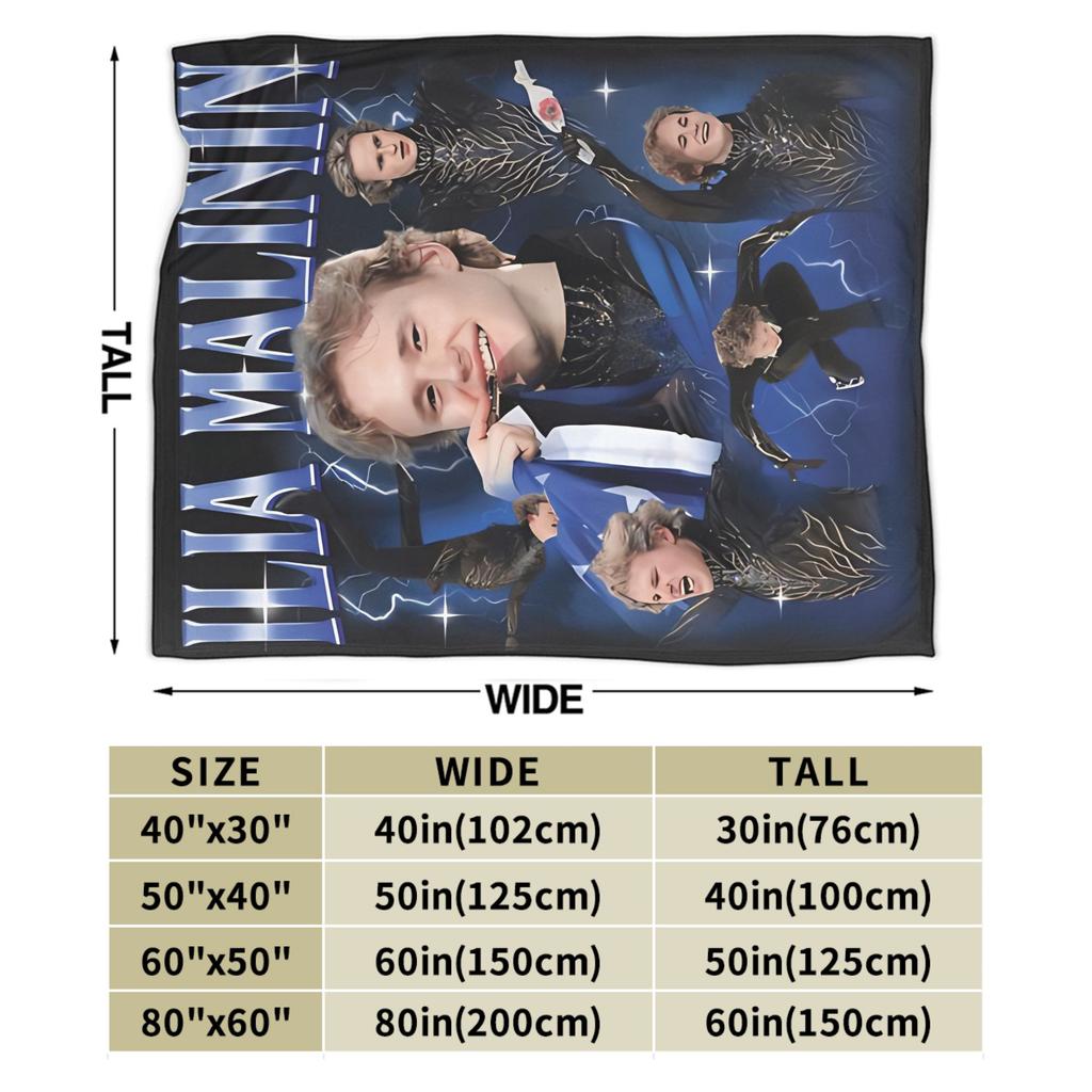 Fyrfaldigt hopp Konståkning Ilia Malinin Merch Filt Varm Mysig Fluffig Pläd för Vardagsrum Flera storlekar Sängkläder Plädar