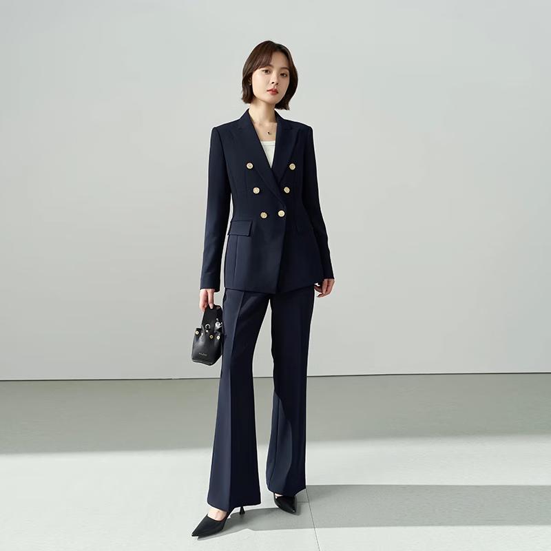 Women's Double-Breasted Business Suit Set with Flare Pants
