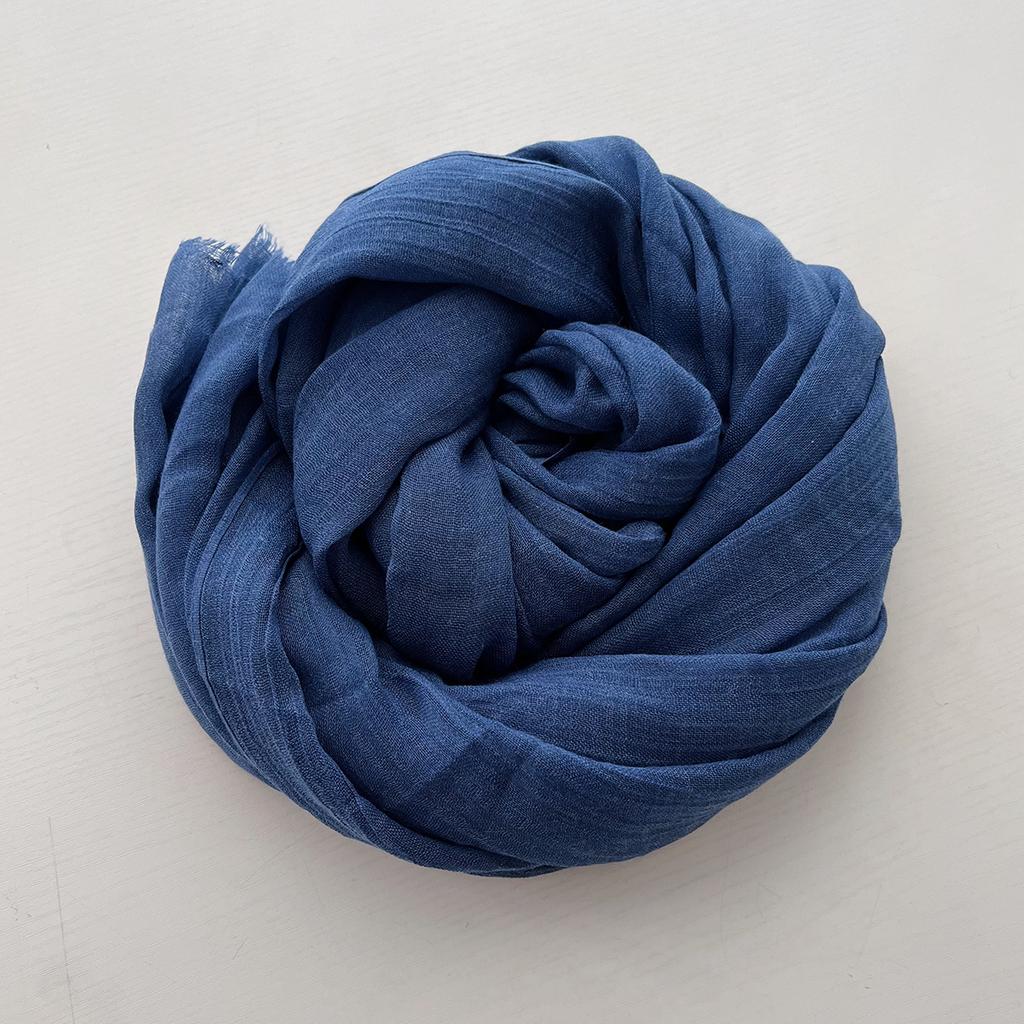 Herbst und Winter vielseitiger langer einfarbiger Baumwoll- und Leinen-Schal Damen Japanischer Retro Kälteschutz warmer Strickschal