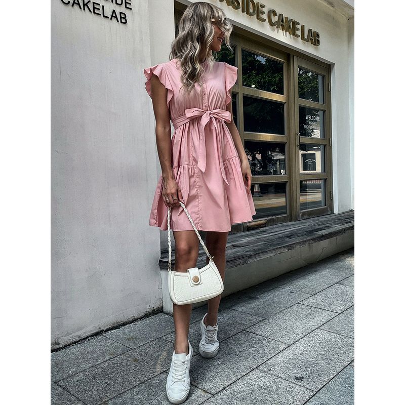 New Loose Casual Fresh Temperament Ruffled Vest Dress Dress
