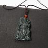 Hetian Jade Guan Gong Pendant with Tiger's Eye: Men's Guan Yu Amulet and God of Wealth Symbol