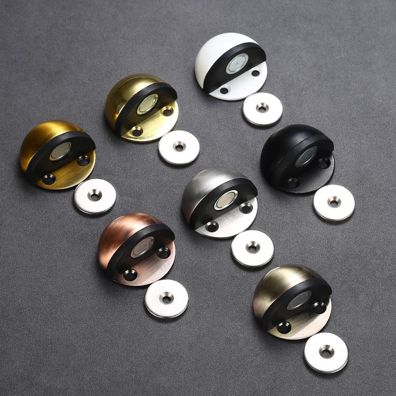 No-Drill Stainless Steel and Wood Magnetic Door Stopper Anti-Collision Floor Mount