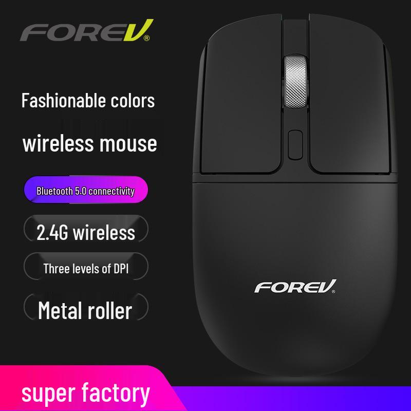 FV-386 Dual Mode Silent Metal Mouse: Wireless 2.4G + Bluetooth for Laptop/Desktop