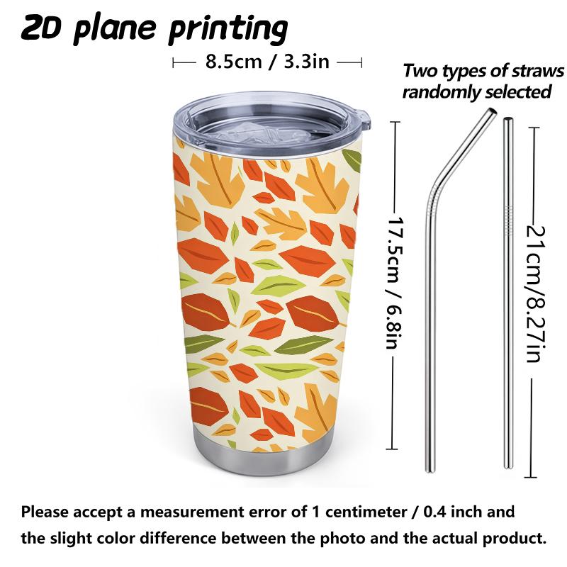 Car Tumbler 591ml Autumn maple leaf elements Straw Cup Leakproof Tumbler Tumbler With Lid Stainless Steel Tumbler Straight Tumbler