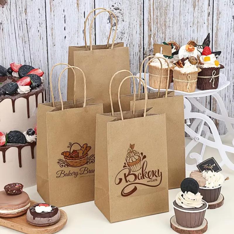 10/30pcs Shopping Bags Kraft Paper Gift Candy Bag Hand-held Paper Bags Wedding Party Decor Gifts Grocery Craft Packaging Bulk