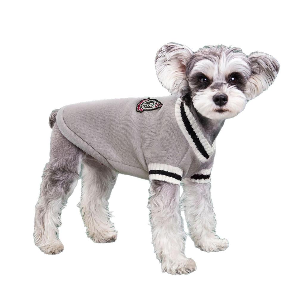 Autumn/Winter Korean Academy Style V-Neck Knit Plus Velvet Pet Hoodie for Cats & Dogs