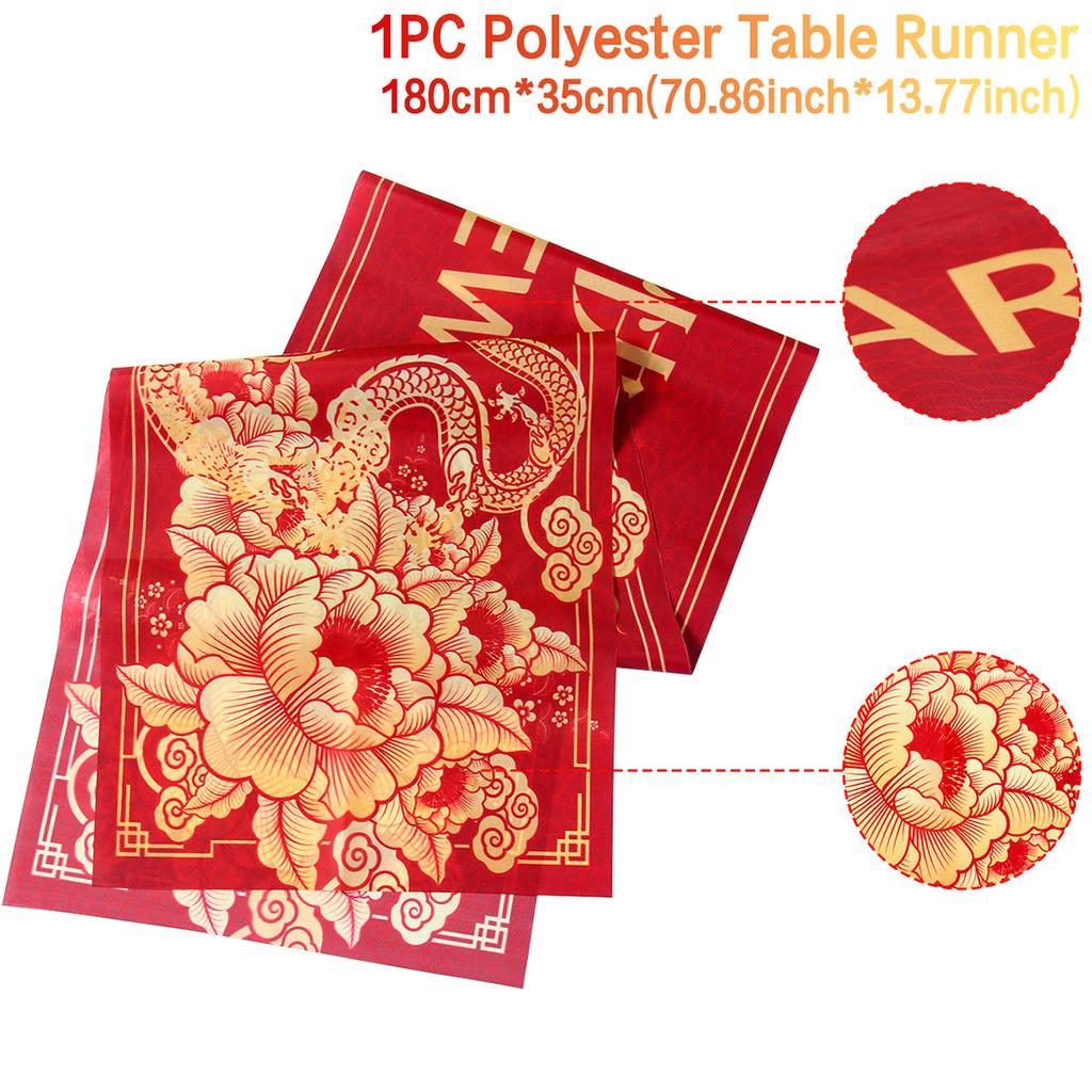 Chinese Style Table Runner Cloth Chinese New Year Decoration For Home 2024 Tablecloth Spring Festival Home Table Ornament 2024