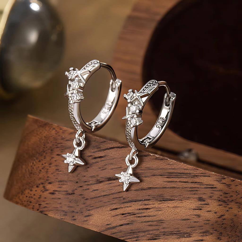 Sterling Silver Black Agate Earring for Women Geometry Water Droplets Versatile Design Gift Jewelry Dropshipping