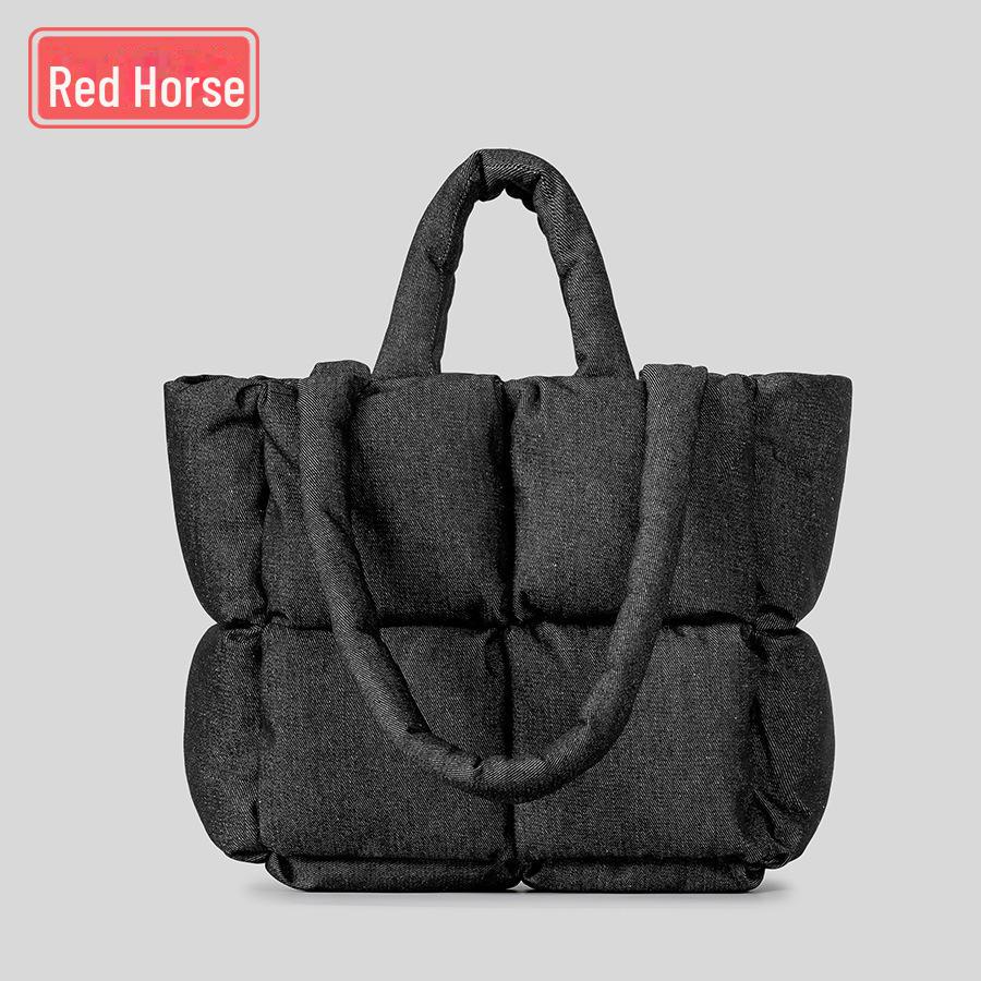 "2025 New Soft Checkered Cotton Handbag: Fashionable, Simple Tote for Women"