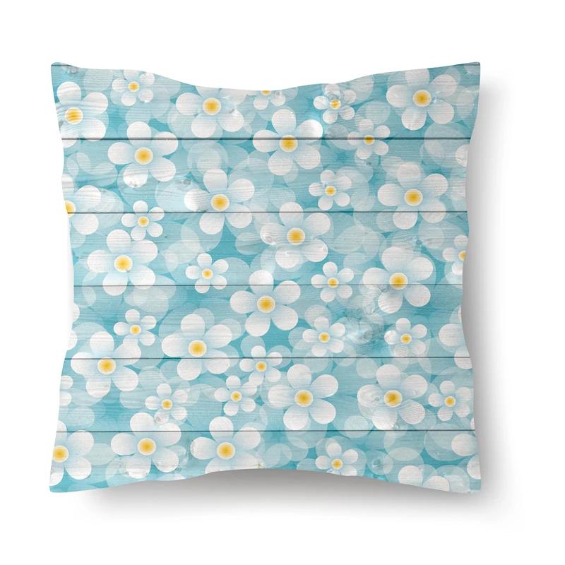 Nordic Floral Print Pillowcase 45x45CM Sofa Office Seat Car Cushion Cover Creative Ornament Bedroom Room Home Decoration