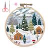 Christmas Embroidery Kit Winter Landscape Embroidery Starter Kit Santa Claus Embroidery Craft Set with Pattern Threads Needles for Beginners Adults