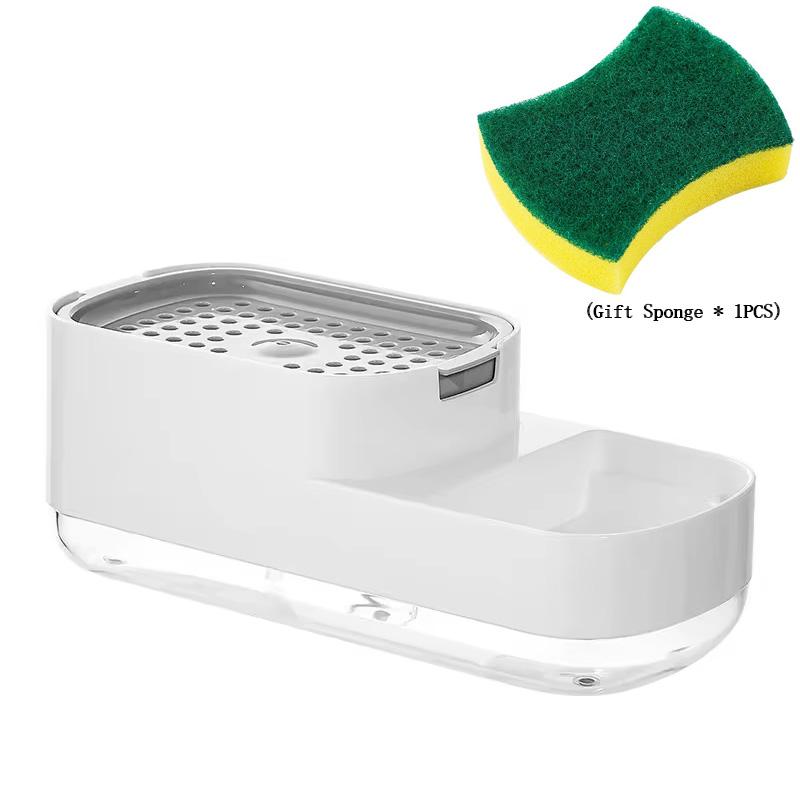 

2 In 1 Dish Soap Dispenser Liquid Soap Pump Dispenser Soap Container With Sponge Holder For Kitchen Bathroom Washing Accessories L