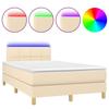 Exclusive House - Slatted Bed Base Mattress and LED Cream 120x190 Cm Fabric