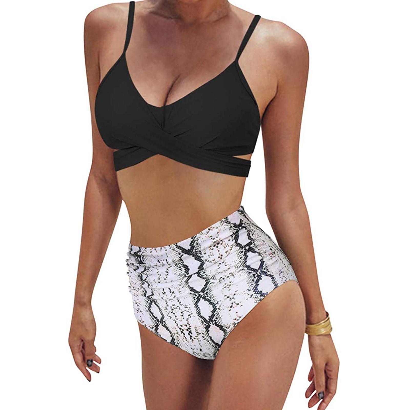 

Fashion Women s Summer Sexy Tie- Split Two-Piece Bikini Swimsuit XL