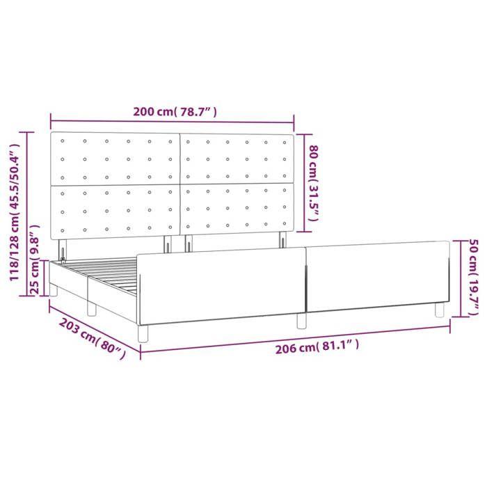 VidaXL Cadre de lit avec tête de lit Taupe 200x200 cm Tissu3125409