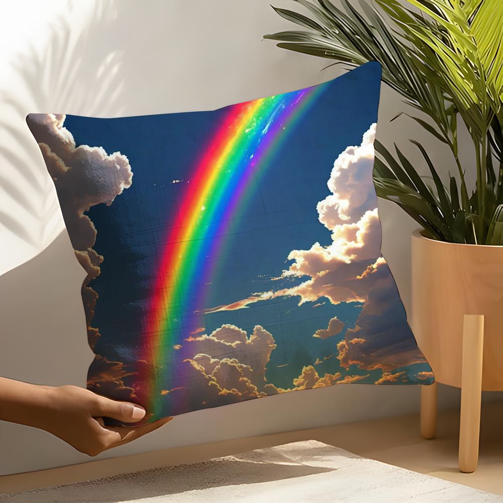 Rainbow Pillow Case Linen Cushion Covers For Decorative Sofa Home Pillows Case Car Chair Pillows Cases