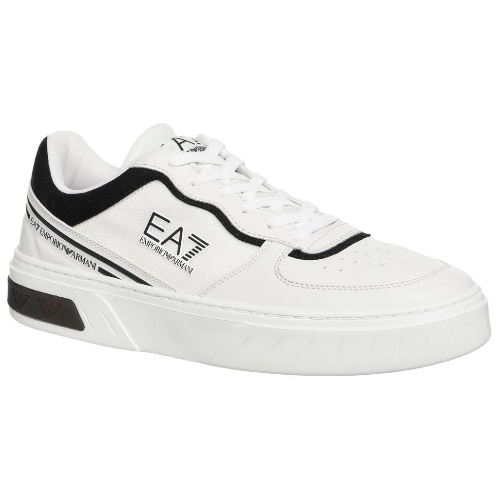 Emporio Armani Fabric PU Logo Print Thick Sole Lace-Up Low-Top Casual Shoes Unisex Sneakers White X8X173XK374U026