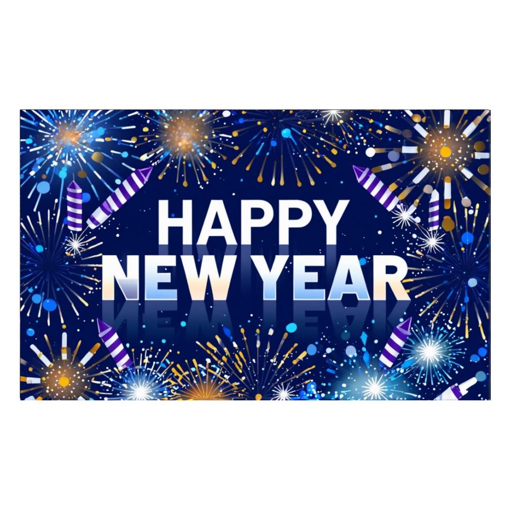 2025 Happy New Year Colorful Theme Party Background Fireworks Golden Balloon Banner New Year Home Party Photo Background