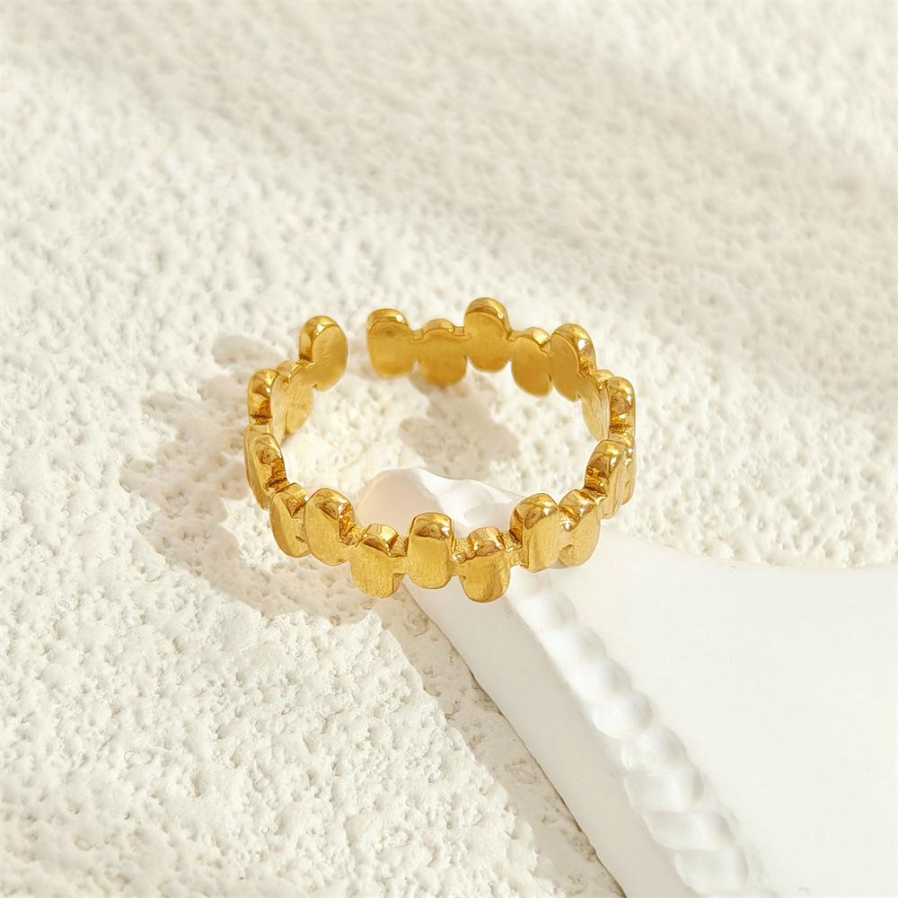 Titanium Steel Geometric Irregular Ring with 18K Gold Plating, Non-Fading, Exquisite Niche Design