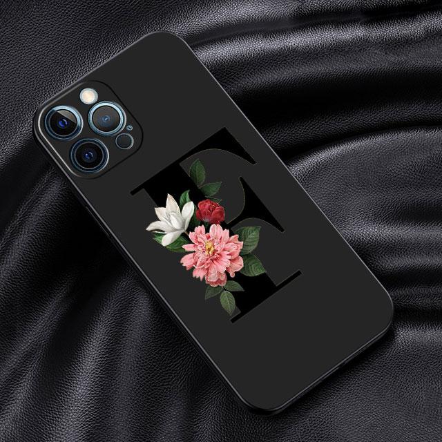 

Чехол для Apple iPhone 14 13 11 12 Pro 7 XR X XS Max 8 Plus 6 6S SE 2022 13Pro черный мягкий телефон Funda Letters DIY Flower iPhone SE 2022