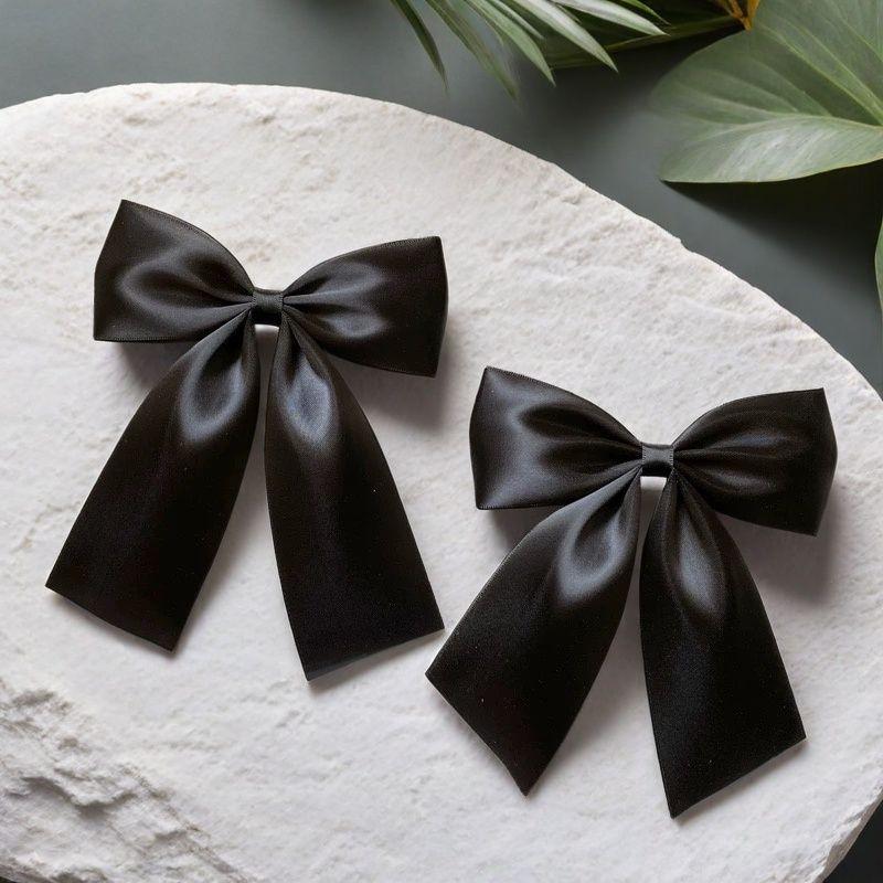 Black Bow Brooch With Ribbon And Safety Pin Simple Corsage Women'S Clothing Accessories Fashion Jewelry