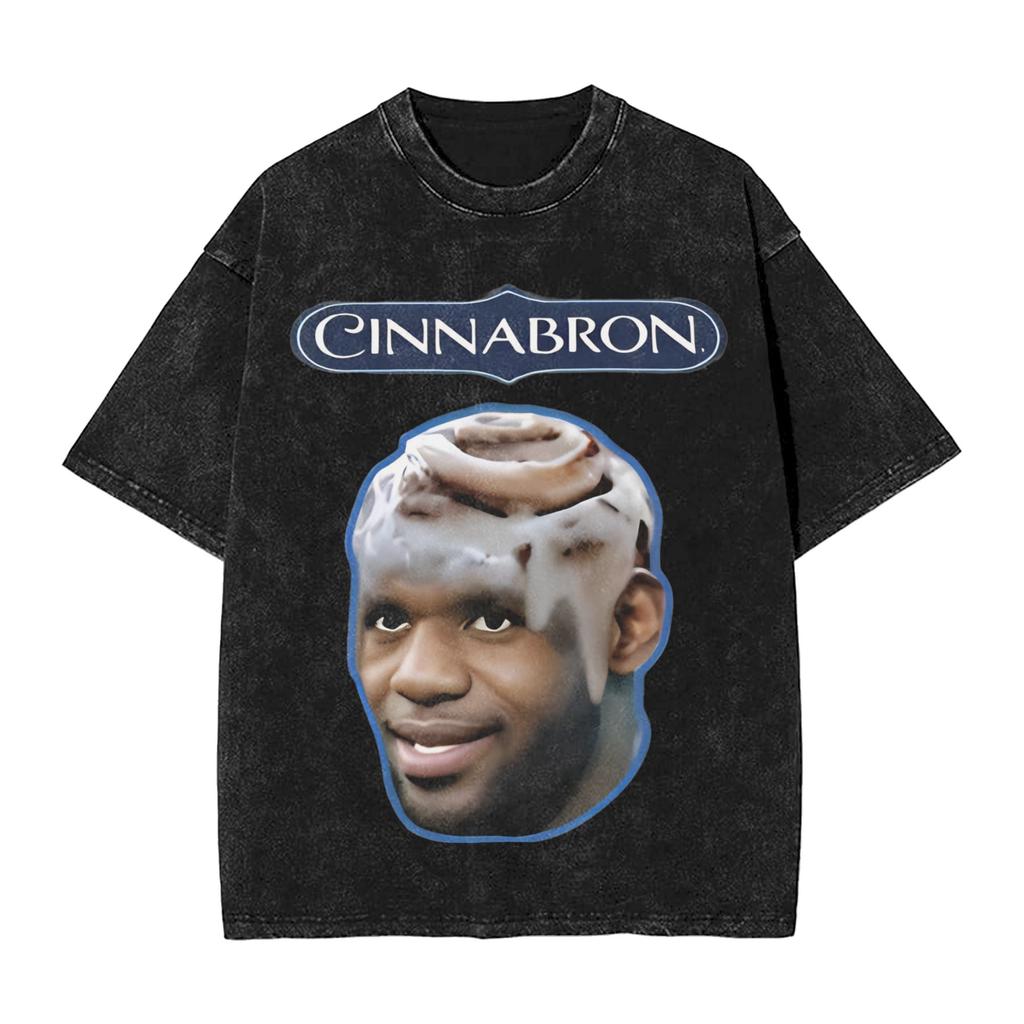 Cinnabron Funny Meme T Shirt Hip Hop Washed Short Sleeve Oversize T-Shirt Cool Men Women Tops Streetwear Summer Tops Tees