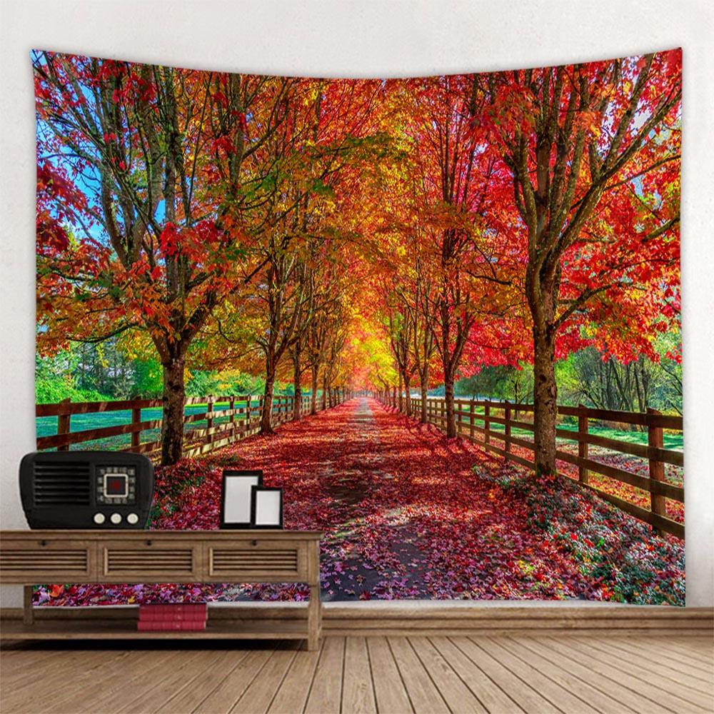 Natural Forest Landscape Tapestry Wall Hanging Garden Landscape Home Living Room Bedroom Dormitory Decoration Background Cloth