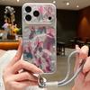 Butterfly Print Leather Lanyard Case For iPhone 18 Pro Max 17 16 15 14 13 Pro Max Luxury Hybrid TPU+PU Anti-skid Soft Phone Cover