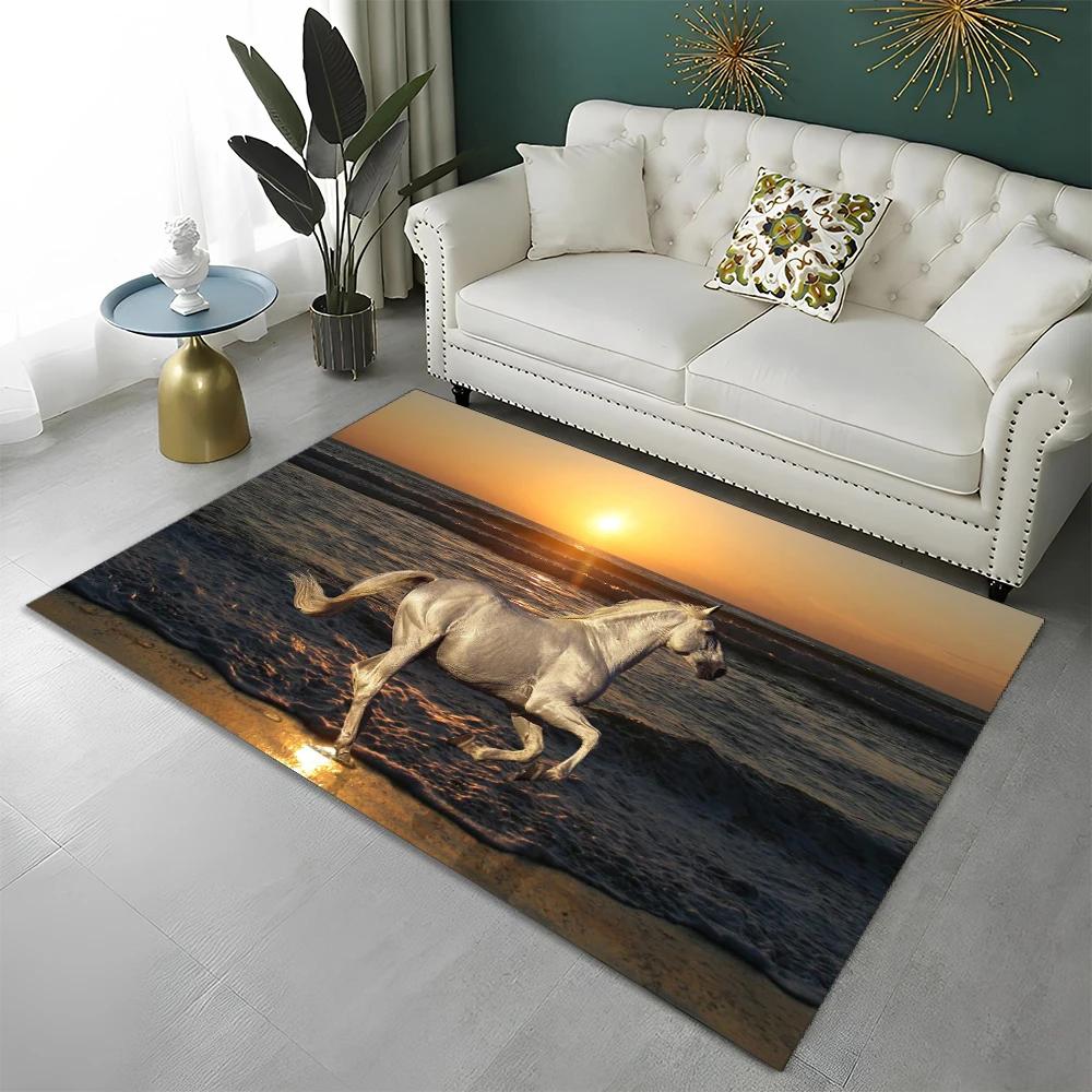 3D Animal Pentium Gallant Horse Steed Carpet Rug for Home Living Room Bedroom Sofa Doormat Decor,kid Area Rug Non-slip Floor Mat