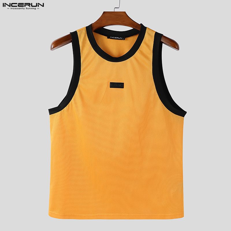 INCERUN Men Round Neck Sleeveless Casual Sport Loose Tank Tops Undershirts
