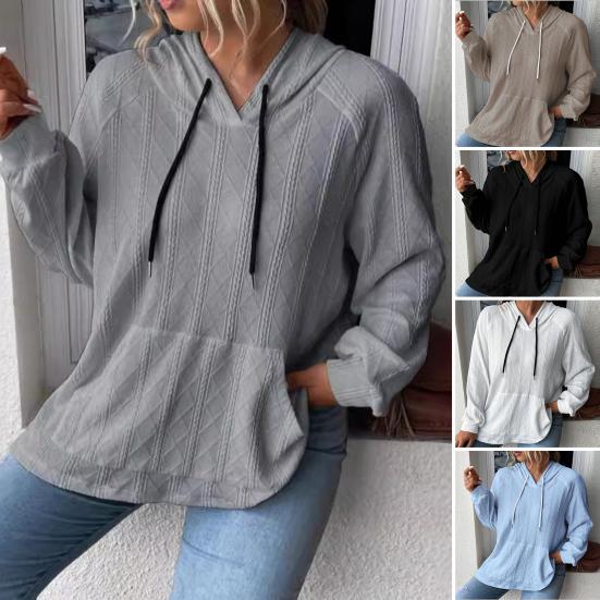 Women Fall Hoodies Long Sleeve Oversized Sweatshirts Casual Pullover Shirts with Pocket Knit Hooded Sweater Tops