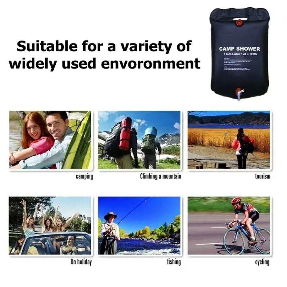Compact Foldable Water Bag 20L Outdoor Shower Bag Multi-Purpose Solar Shower Bag  Camping Trips