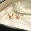 Elegant Gold-Plated Butterfly Mother-of-Pearl 925 Silver Stud Earrings