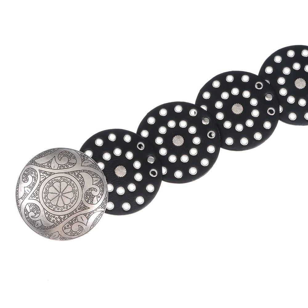 Western Style Hollow Belt Exaggerated Cowboy Wide Disc Belt Disc Belt  for Women