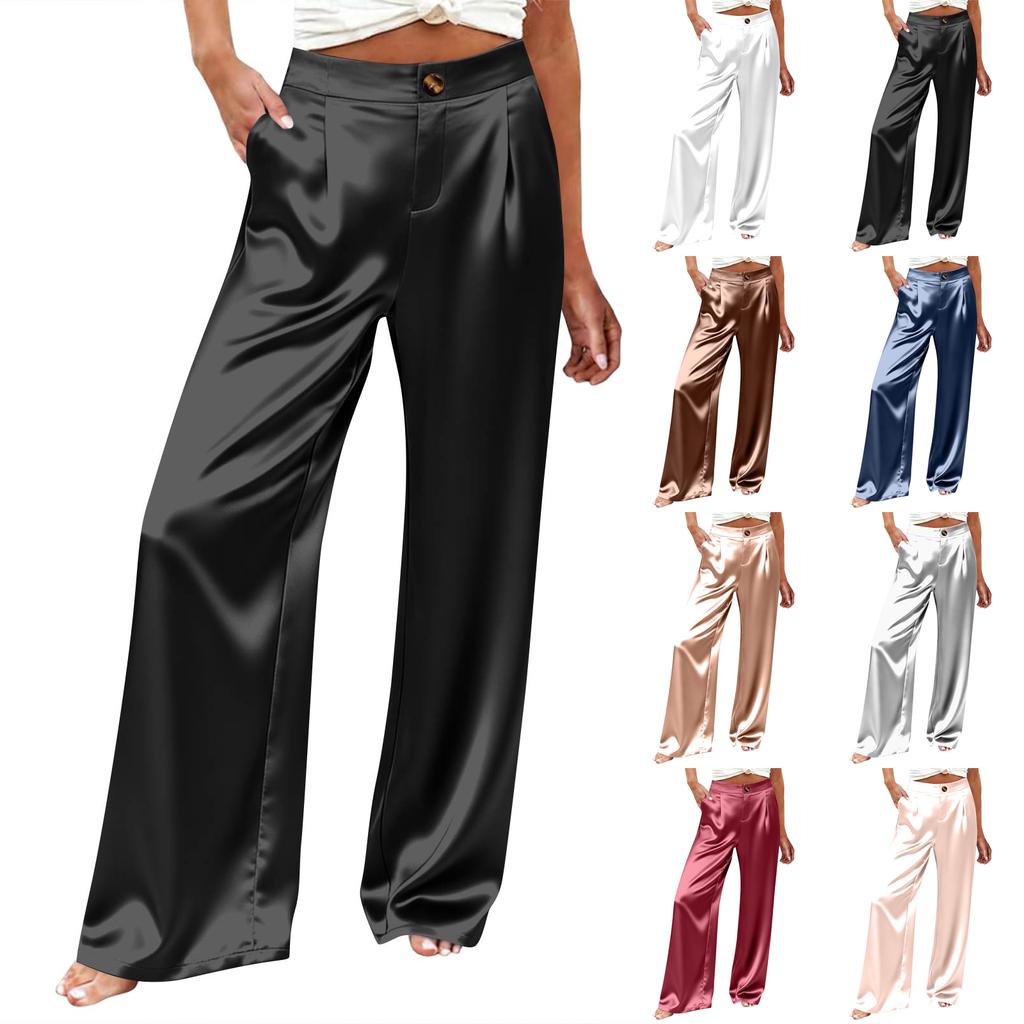 Women's Casual And Fashionable Color Loose Pants With Pocketes