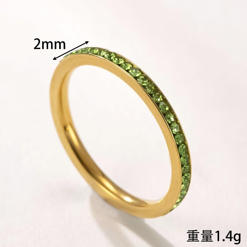 Simple Trendy Colorful Rhinestones Stackable Rings for Men Women Couple Stainless Steel Lucky Birthstone Birthday Gifts Jewelry