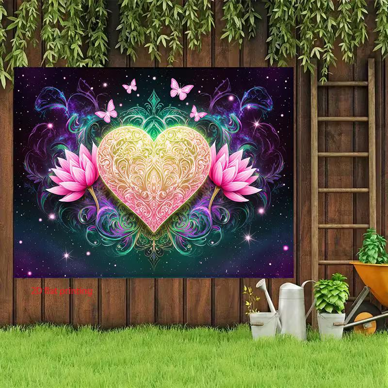 

2D Mystical Heart Backdrop, Zen Spiritual Photography Background Banner 47.2x31.5inch/120*80cm