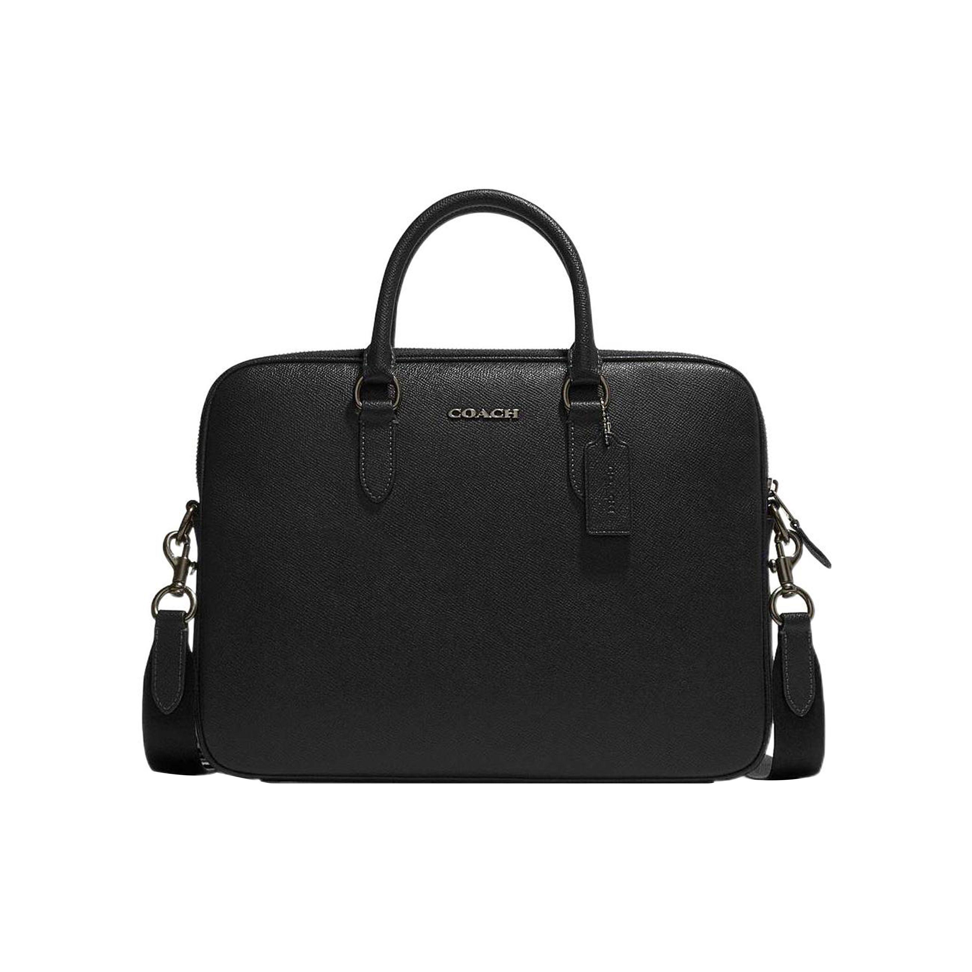 

Coach Liam 33 Solid Color Letter Logo Leather Shoulder Crossbody Briefcase Large Men Bags Black CJ652-QBBK Basic Set (Bag+Dust Bag)